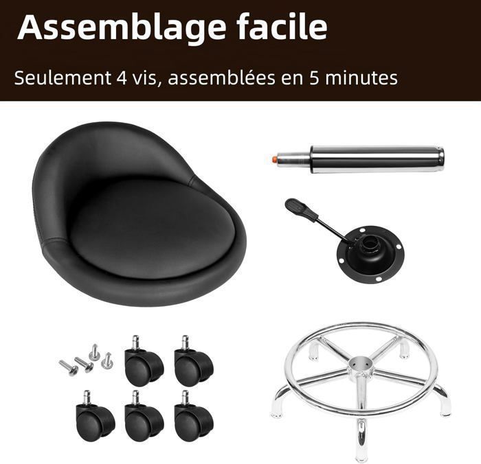 Tabouret De Coiffeuse Moderne avec roulettes, Chaise Ronde en