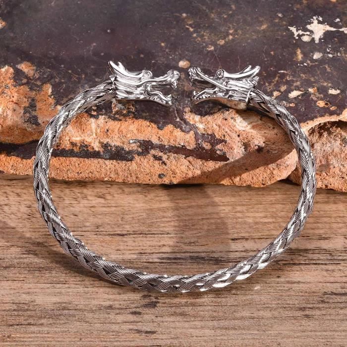 Bracelet Homme Viking Dragon Acier Inoxydable Bracelet Gothique