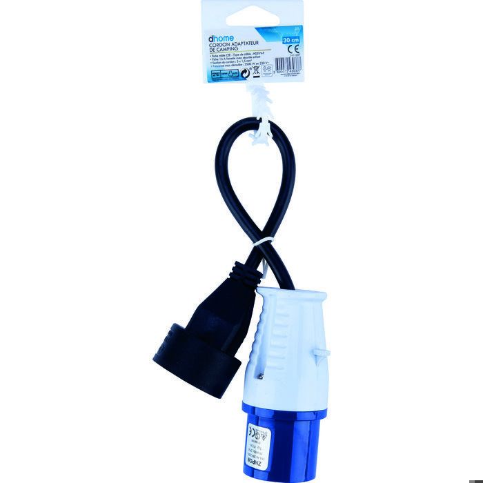 Cordon adaptateur pour borne de camping - Dhome - Femelle UE - Mâle 16A Cordon adaptateur pour borne de camping - Dhome - Femelle UE - Mâle 16A