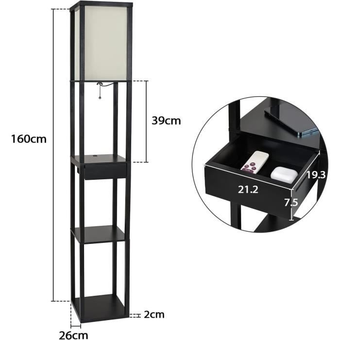Lampadaire Design Avec 3 Étages & Port USB-C - Hauteur 165 Cm - LuminexDesigns - Neuf