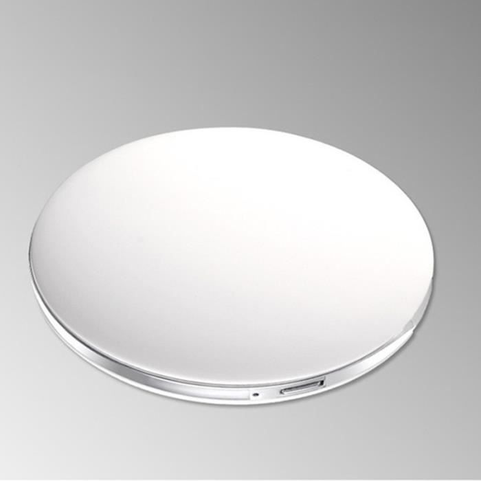 Blanc -Mini miroir de maquillage, avec lumière LED, grossissement