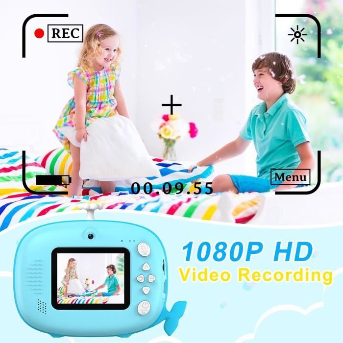 ZQEJEFD Appareil Photo Instantané Enfant – 1080P – Écran 2.4″ – Carte 32 Go – 16x Zoom – Cadeau 3-12 Ans