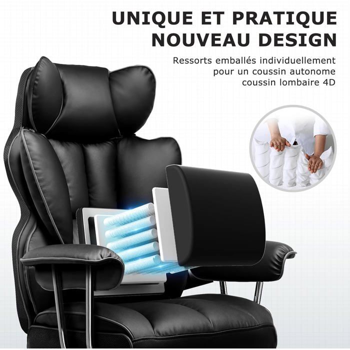 Chaise de Bureau 150KG, Chaise Gaming, Siege Gaming Chaises de Jeu ergonomiques avec siège Large