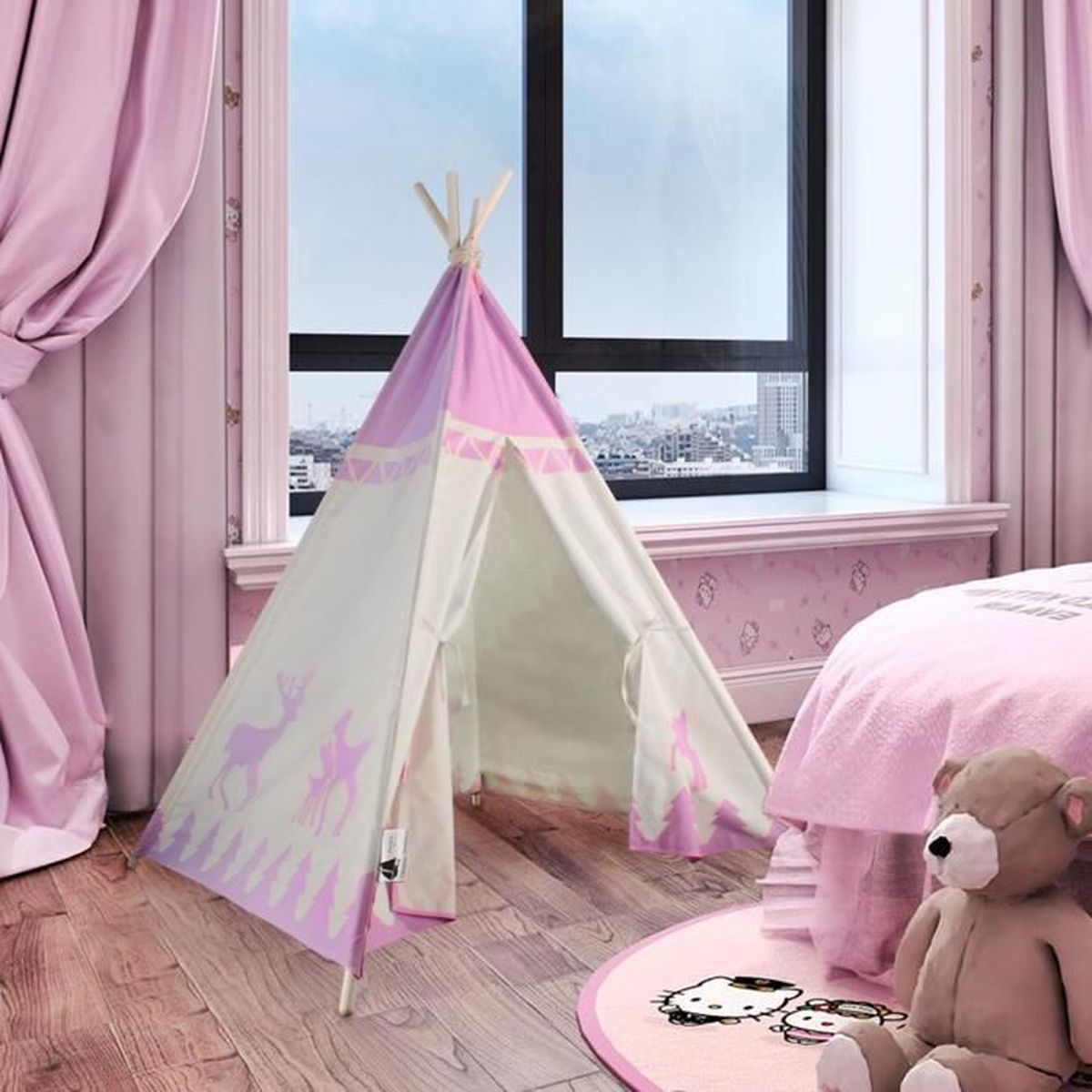 Tente De Jeu Enfant Wilwolfer - Cabane Intérieur/Extérieur Avec Tapis, 2-6 Ans