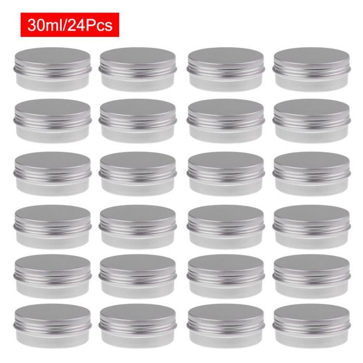 Marque Francaise De Cosmetique Aux Boites Rondes Lot de 24 Boites Rondes en Aluminium 30ML Boîte de Baume à Lèvres Pots Boîte  de Rangement pour Cosmétique Baume Bougie - Cdiscount Au quotidien