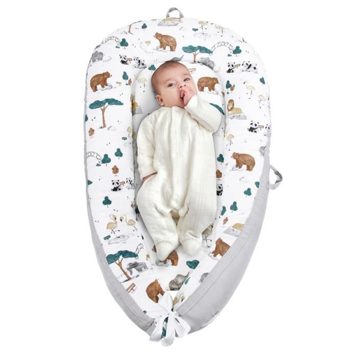 BABYCOTON Housse Réducteur De Lit Bébé 90x60 Cm - Coton Double Gaze Made In France - Vert Clair/Jaune Moutarde