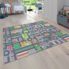 PACO HOME Tapis De Jeu Tapis Pour Enfants Chambre D'Enfant Motifs Rues Avec Voiture, Gris [240x340 cm]