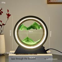 Base noire-vert - Lampe LED 3D en forme de sablier avec paysage de sable profond, luminaire décoratif'intérie