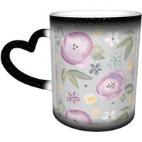 Tasse à café de voyage - Changement de couleur 330ml - Motif floral aquarelle et lavande