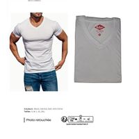 Lee Cooper T-shirt homme 100% coton Col V manches courte Blanc