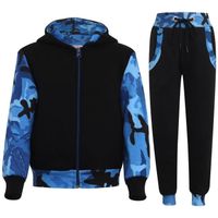 Survêtement Enfant Camouflage Bleu - Haut et Bas Jogging Costume - Mixte - Manches Longues - Multisport