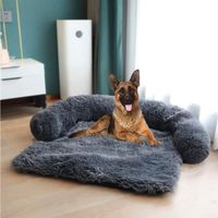 Housse de canapé en peluche douce pour chien, tapis de canapé pour chien, tapis de protection pour meubles,Gris foncé,105*95*20cm