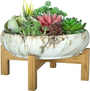 POT DE FLEUR Pot de Fleurs, Grand Pot de Plantes Succulentes avec Support Pot Bonsaï en Marbre Pots en Céramique pour Plantes.[Q693]