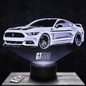 Voiture En Tôle Décorative Style Vintage - Mustang Bleu Et Blanc - Longueur 35 Cm