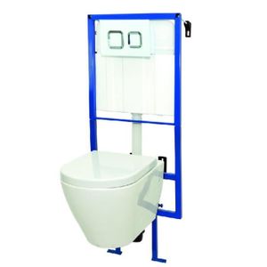 WC - TOILETTES Pack WC suspendu AZZILY avec cuvette en porcelaine - Mécanisme 3/6L - Alimentation d'eau silencieuse