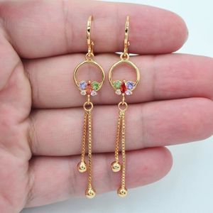 18K or jaune rempli Femmes Clair Topaz Zircon Teardrop Boucles d/'oreilles Clou Bijoux
