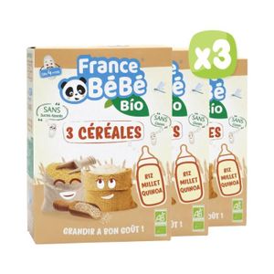 CÉRÉALES BÉBÉ France Bébé Nutrition 3 Céréales en Poudre Riz Millet Quinoa +4m Bio 200g