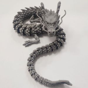 FIGURINE - PERSONNAGE Gris - 55cm - Dragon articulé chinois Long, Flexible et réaliste, imprimé 3D, modèle de jouet, décoration pou