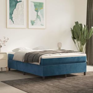 SOMMIER Sommier à ressorts de lit Bleu foncé 140x190 cm Velours - CIKONIELF - Tapissier - Pieds de lit inclus