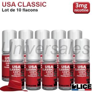 LIQUIDE Lot de 10 e liquides 3mg USA CLASSIC DLICE – 100ml