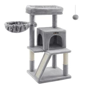 Arbre à chat GENERIQUE FEANDREA Arbre à Chat Grande capacité griffoir  niches colonnes renforcées 154 cm Gris Claire PCT86W