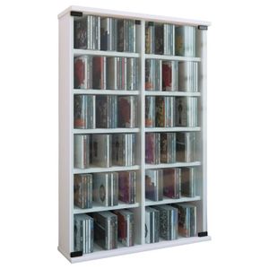 Meubles de rangement armoire CD DVD Roma avec portes en verre (hêtre)