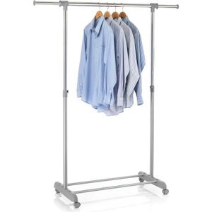 PENDERIE MOBILE Portant à vêtements SALA - IDIMEX - 1 barre extensible - Hauteur réglable - Métal chromé et gris
