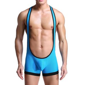 MAILLOT DE CORPS IEFIEL Homme Lutte Singlet Maillot de Corps Tenue de Sport Short Musculation Suspensoir Débardeur de Lutte S-L