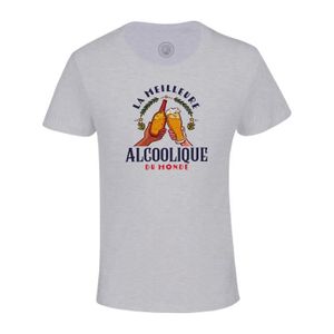 T-SHIRT T-shirt Enfant Gris La Meilleure Alcoolique du Mon