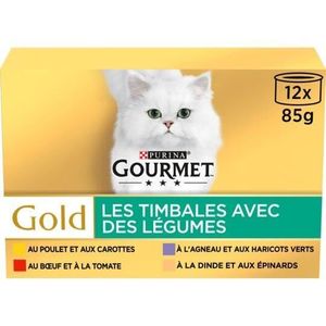 BOITES - PATÉES LOT DE 4 - PURINA GOURMET - Les Timbales Pâtée pour chat viandes avec des légumes - boite de 12 boîtes de 85 g