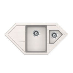 EVIER DE CUISINE Évier d'angle en granit blanc SCHOCK LOKTI 1 bac 1/2 avec égouttoir - Vidage automatique