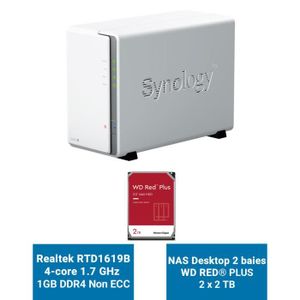 SERVEUR STOCKAGE - NAS  Synology DiskStation DS223J Serveur NAS WD RED PLU