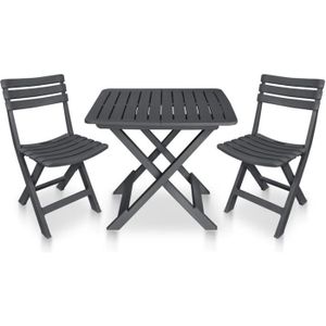 Ensemble table et chaise de jardin vidaXL Mobilier de bistro pliable 3 pcs Plastique Anthracite