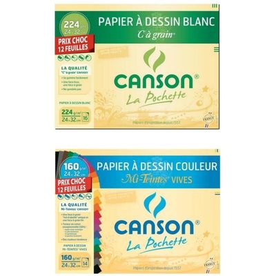 Canson - C à Grain - pochette papier à dessin - 10 feuilles - A3