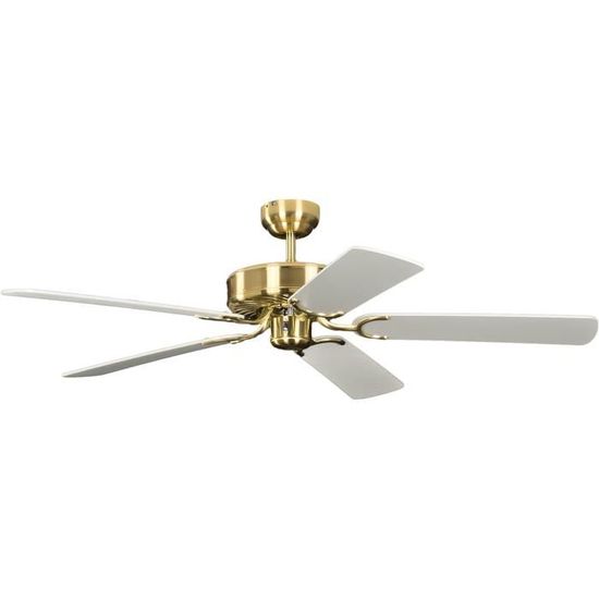 Ventilateur De Plafond Kisa 105 Cm Blanc/érable Sans Lumière - 5 Pales Réversibles