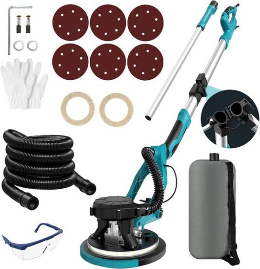 Ponceuse Girafe MYTOL 900W Avec Aspirateur - 6 Vitesses, Poignée Télescopique, LED, Pour Placo & Murs
