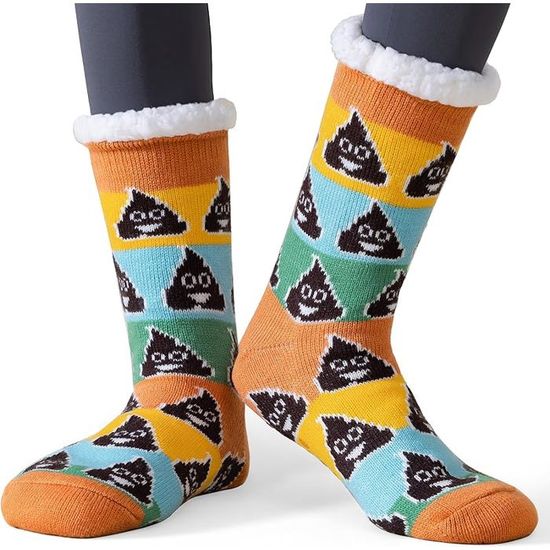 Chaussettes Longues Femme Doublées Polaire - Griffes Antidérapantes - Taille Unique (pointures 5 à 9)