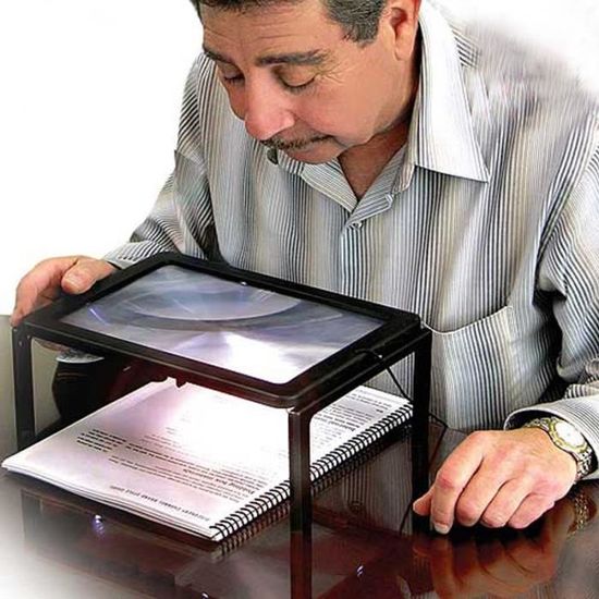 Loupe Mains Libres A4 3X Avec Lumière USB 12 LED - Loupe Pleine Page Pour Lecture, Broderie Et Basse Vision