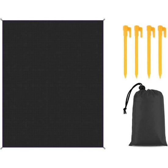 Tapis De Plage Flintronic 210x200 Cm – Imperméable, Anti-sable, Fibre Polyester, Avec Sac Et Piquets, Pour Plage, Camping, Pique-nique, 4-6 Personnes