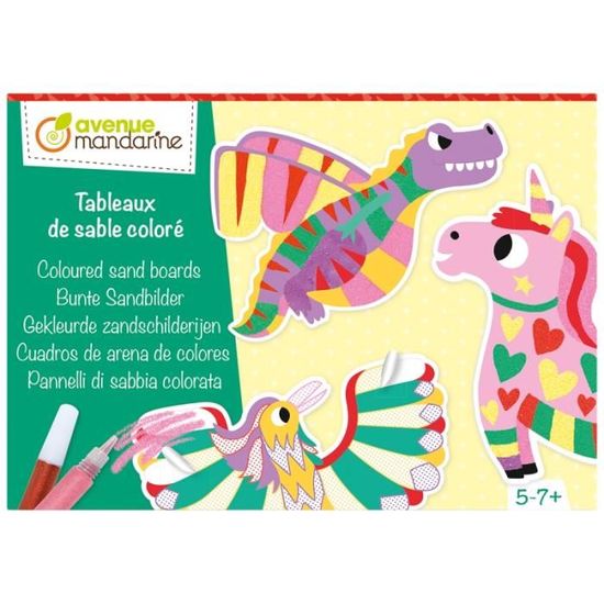 Coffret créatif Tableaux de sable coloré - Animaux fantastiques - 4 pcs