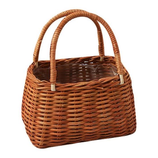 Panier Osier Avec Anse 2 Pièces – Petit Panier De Fleurs Tissé Pour Mariage, Décoration De Table Et Rangement, Style Rustique