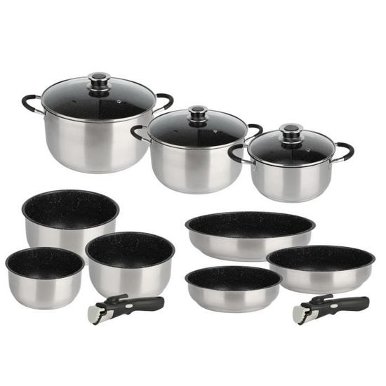 Lagostina Sfiziosa Batterie de cuisine 24 pièces en acier inoxydable, 3 Lagostina Sfiziosa Batterie de cuisine 24 pièces en acier inoxydable, 3