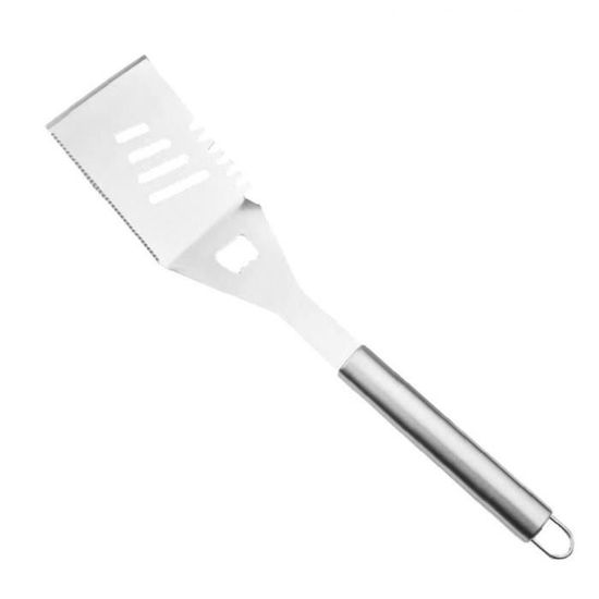 Spatule à Barbecue En Acier Inoxydable - Grande Taille Dentelée Pour Viandes Et Burgers, Poignée Antidérapante