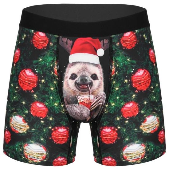 Boxer De Noël Homme - Caleçon Long Humoristique, Confortable, Imprimés Festifs, Cadeau Rigolo