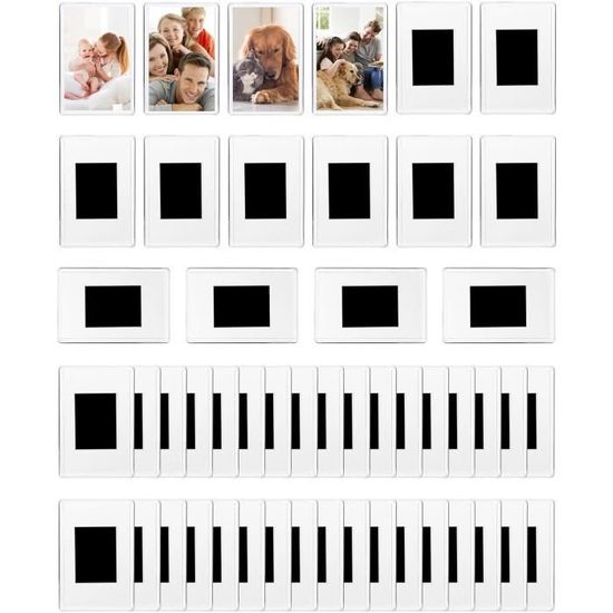 10 Mini Cadres Photo Magnétiques Pour Réfrigérateur - Pour Photos 8,4 X 5,5 Cm, Noir Et Blanc, Facile à Changer