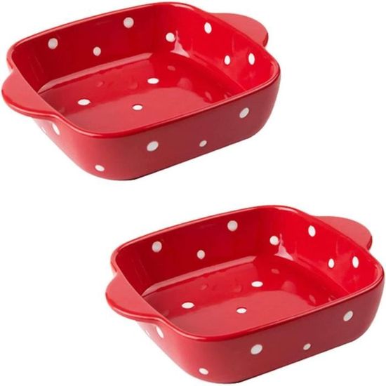 Lot De 2 Plats De Cuisson En Céramique Motif Poire - Du Four à La Table - 23x12x5 Cm (blanc Bord Noir)