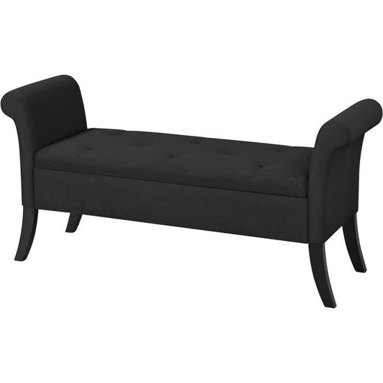 Banc De Rangement Avec Accoudoirs Et Coffre Intégré - Gris Foncé - 131x43.5x64.5 Cm - Idéal Pour Salon, Chambre Ou Entrée