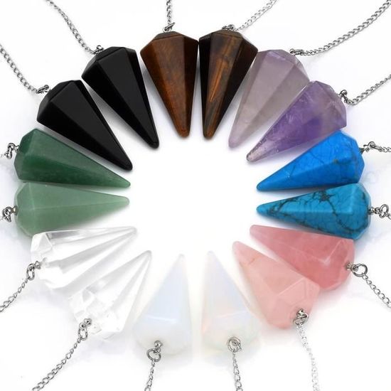 Pendule Quartz de Roche à Facettes – Pierre Naturelle main image 0