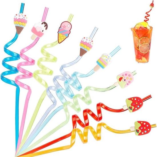 4 Pailles Réutilisables Licorne Spirale Pour Enfants - Pour Fêtes, Anniversaires, Décoration De Table