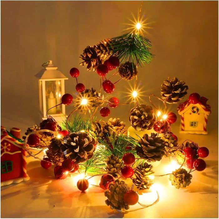 Guirlande Lumineuse Pour Escaliers De Noël – Décorations Avec LED – Rouge, Environ 45 Cm – Piles Non Incluses – Pour Intérieur